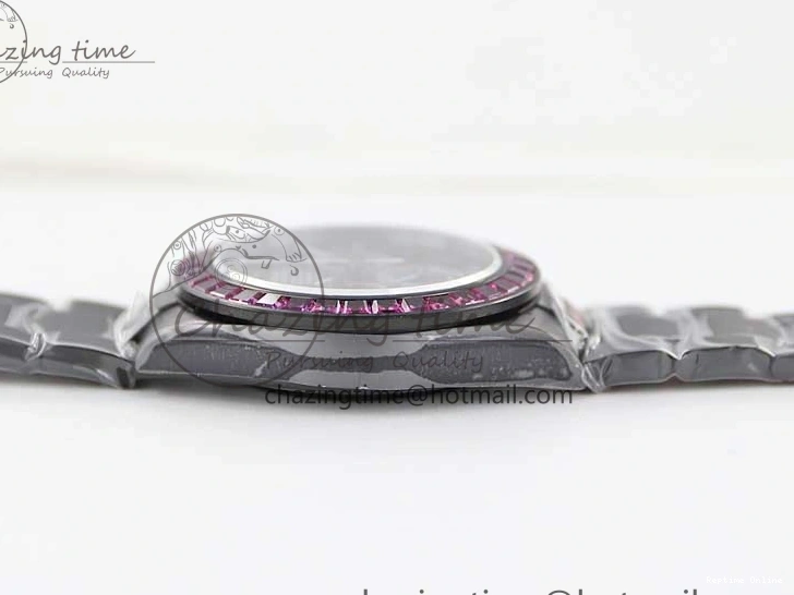 0223 Daytona All Black PVD TWF Best Edition Purple Diamonds Bezel Black Dial on PVD Bracelet SA Lightweight 2446